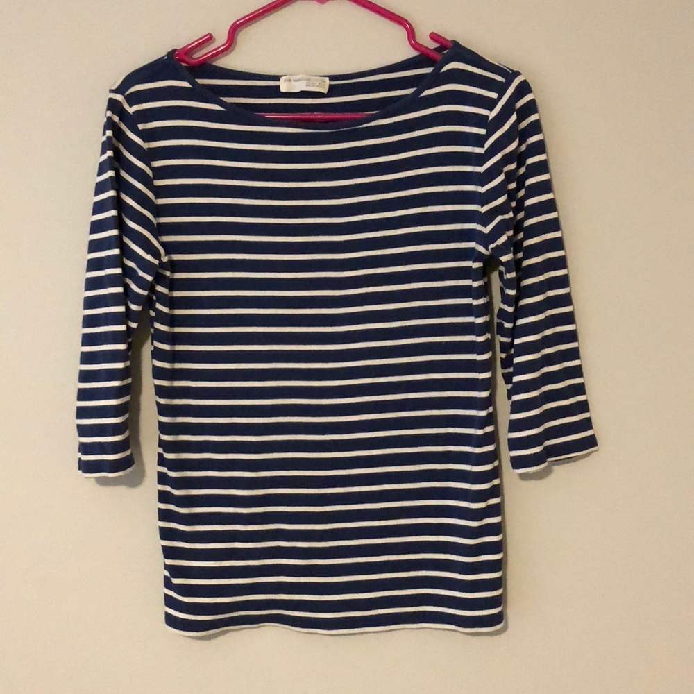 Zara organic cotton stripped 3/4 tee